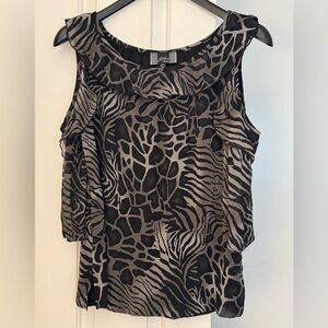 Zebra and Leopard Animal Print Blouse Size Medium And Lined